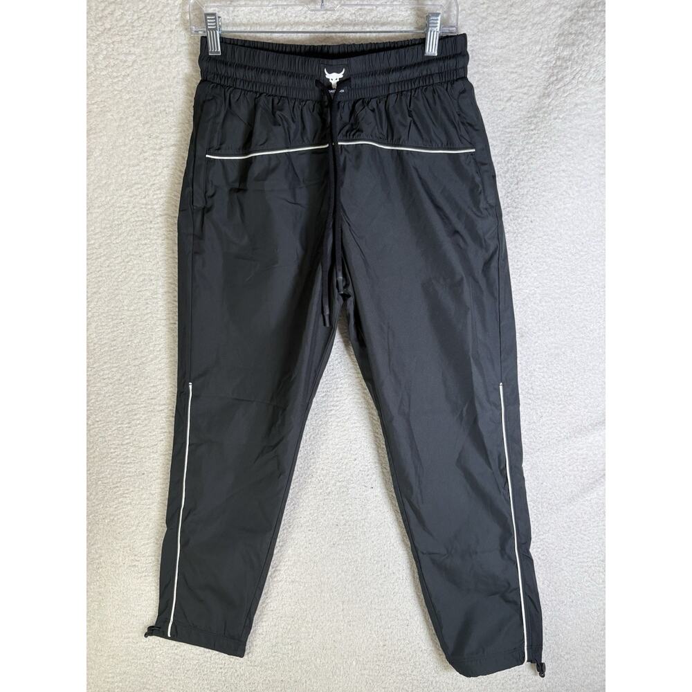 Under Armour Project Rock Brahma Pants Women Small Black Joggers Windbreaker